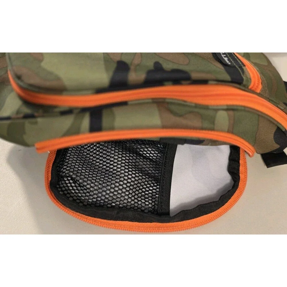 LL Bean Messenger Commuter Bag Camo Orange  Padded Organizer Missing Strap